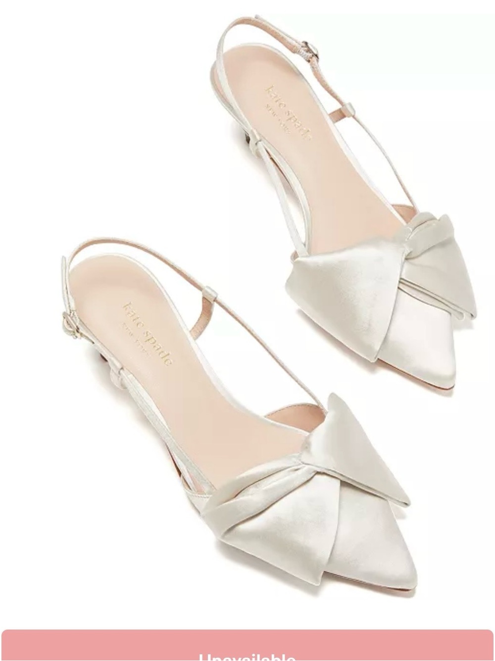 Kate Spade Marseille satin Bow Sling Back Shoes size 9 dark ivory